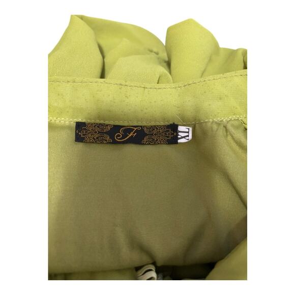 Green Layered Button Down Bow Blouse Size XL - Picture 3 of 3